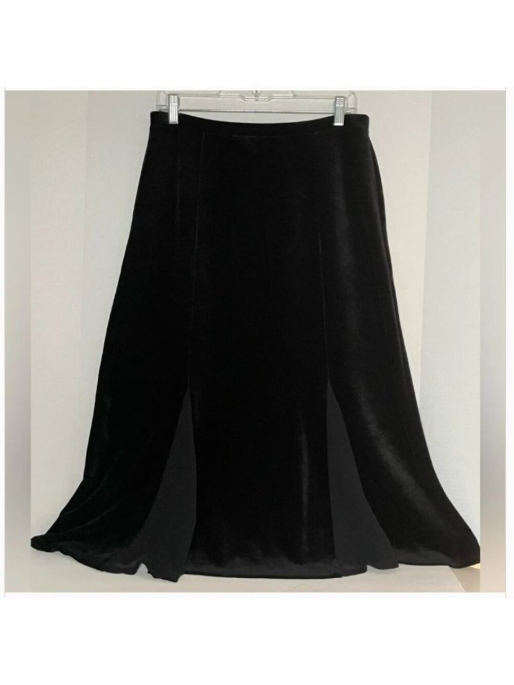 Emma James Skirt Womens sz PM Black Velvet A-Line Skirt Elastic Waistband CL013